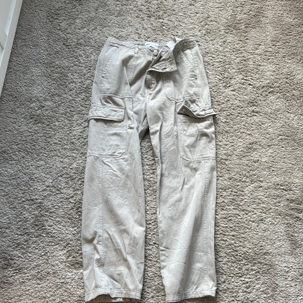 Zara Gray Straight Leg Cargo pants